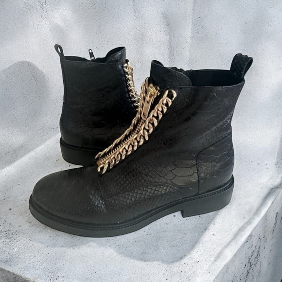 Jeffrey Campbell Shoes - Jeffrey Campbell Black Ankle Boots with Gold Chain